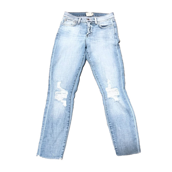 L’AGENCE Skinny Jeans Women’s Size 24 Light Wash Distressed Raw Hem Soft Chic - Picture 2 of 9